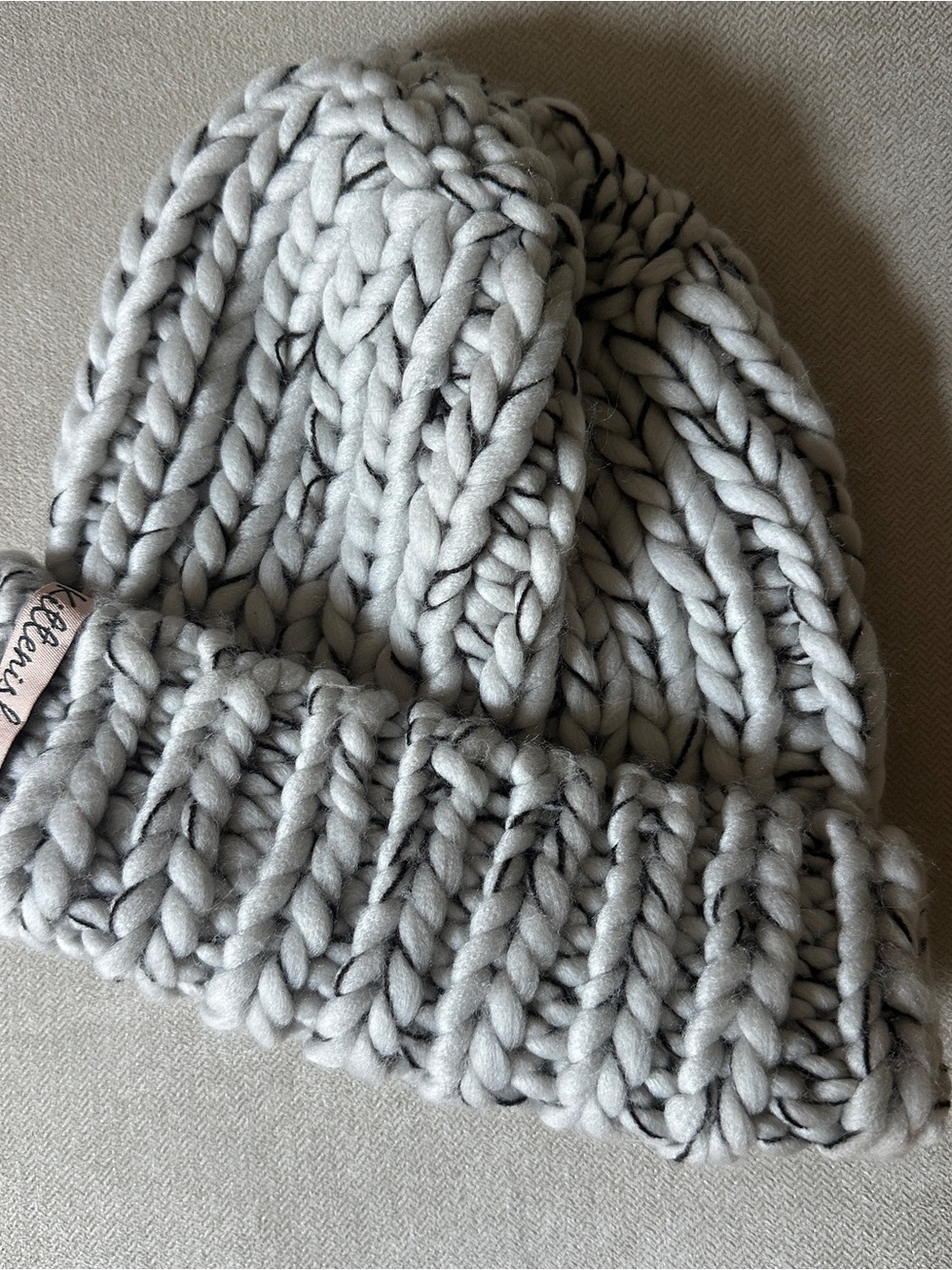 Kittenish Light Gray Chunky Knit Beanie